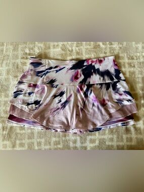 Lucky in Love Pink and Navy Abstract Flounce Skort